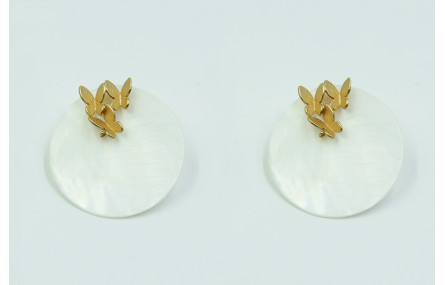 Pendientes disco nacar 12x10mm y perno trio maripo