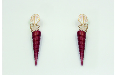 Pendientes perno concha 18x20mm en oro mate y blan