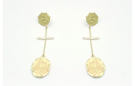 Pendientes perno chapa santo 17mm con colgante de 
