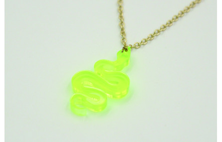 Solitario serpiente metacrilato verde fluor con ca