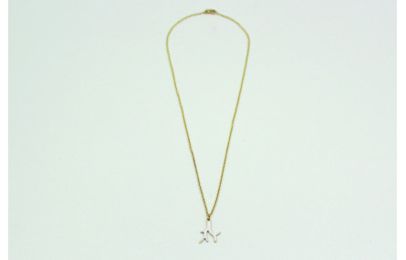 Solitario de cadena de eslabón pequeño oro mate y 