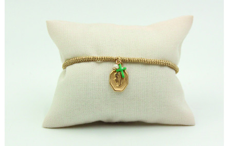 Pulsera entera nudo serpiente oro palido con virge