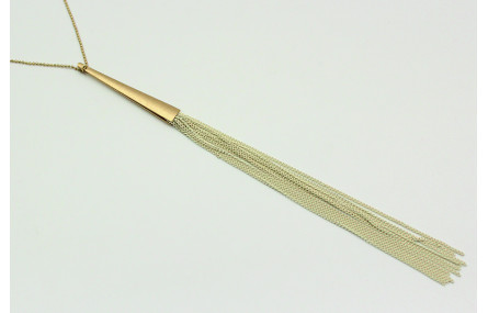 Collar con cadena de bolas oro mate y fleco con ca