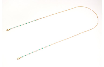 Cuelga mascarilla de cadena bolas facetadas turque