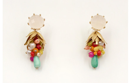Pendientes con perno de brillo blanco opal con ram