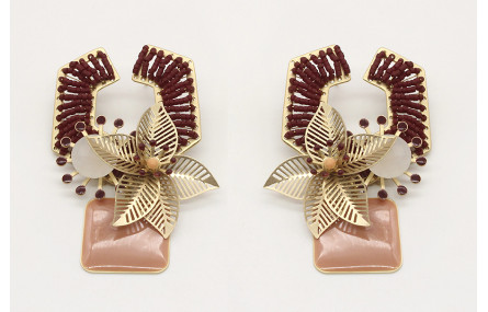 Pendientes miyuki granate con brillo blanco opal, 