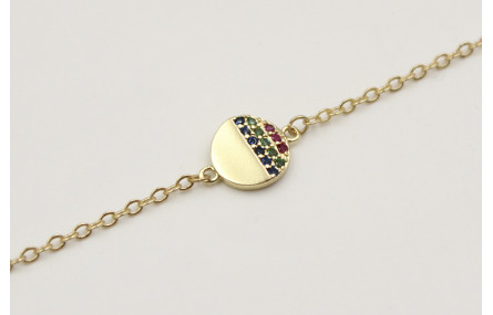 Pulsera disco de microbillos y cadena de eslabón p