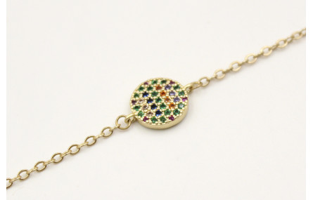 Pulsera disco entero de microbillos y cadena de es