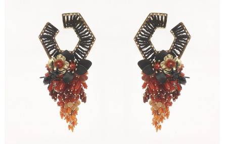 Pendientes de miyuki negro mate con cascada de cor