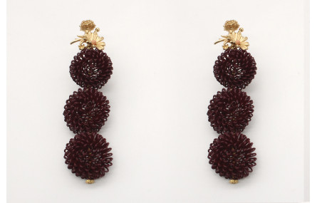 Pendientes con tres bolas rizadas esmaltadas en gr