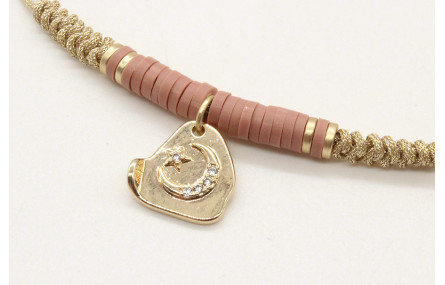 Pulsera nudo serpiente oro palido con lentejuelas 