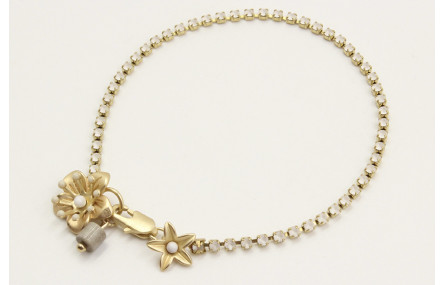 Pulsera cadena de strass color cristal opal con fl