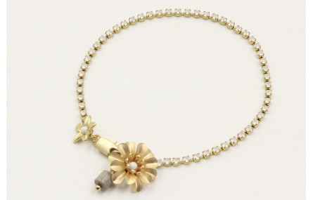 Pulsera cadena de strass color cristal opal con fl