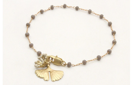 Pulsera cadena de facetadas grises rematada con gi