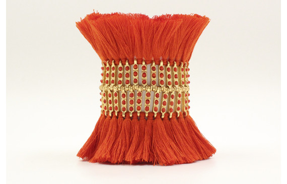 Brazalete ancho con entrepiezas con corales y pomp