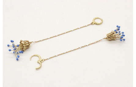 Pendientes de cadena de eslabón con bolita esmalta