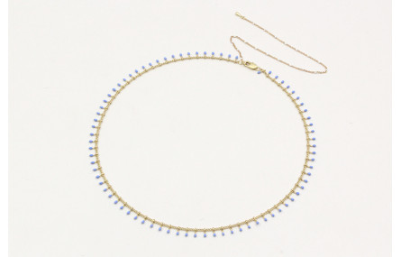 Collar cadena cerillas azules y cadena eslabón con