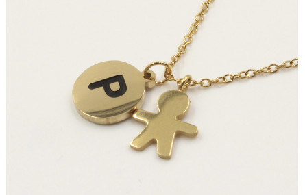 Collar con cadena de acero inoxidable y colgando c