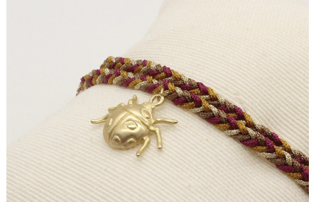 Pulsera trenza macrame en granate, marrón tostado,