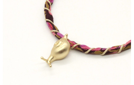 Pulsera rigida forrada con liberty marrón,morado e