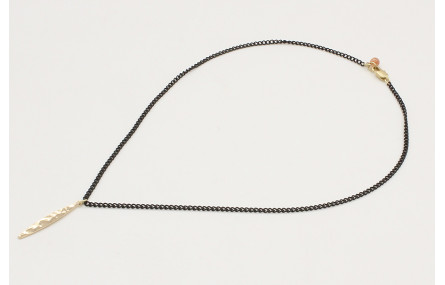 Solitario cadena eslabón negro mate con colgante l