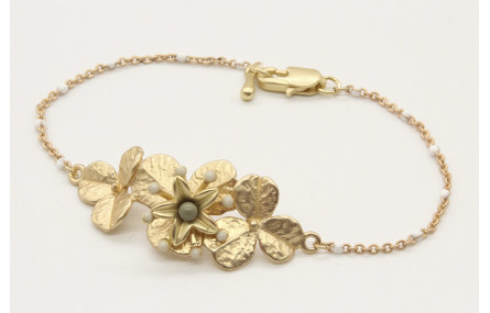 Pulsera de cadena eslabon con bolita esmlatada bla