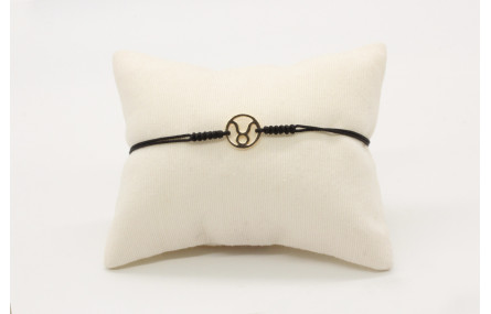 Pulsera nudo serpiente negro con signo del zodiaco