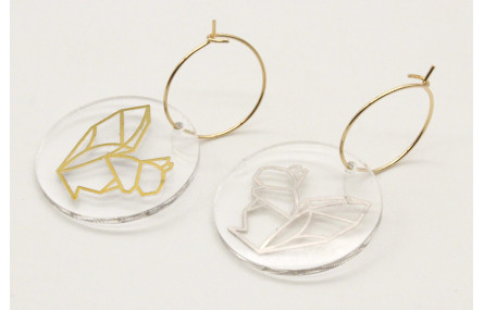 Pendientes aro oro brillo con disco metacrilato ar