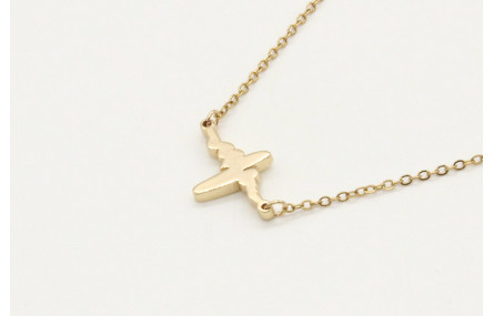 Solitario cadena eslabón pequeño oro brillo con co