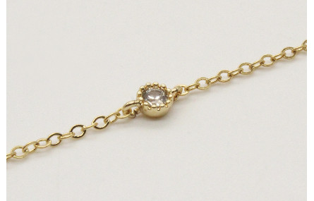 Pulsera cadena eslabón pequeño oro brillo con bril