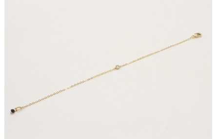 Pulsera cadena eslabón pequeño oro brillo con bril