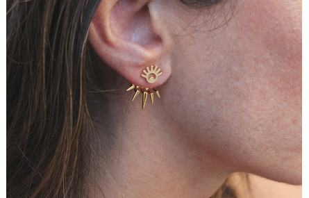 Pendiente acero inoxidable ojo pestañas con rayos