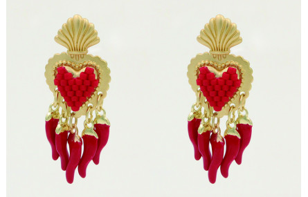 Pendientes perno sagrado corazón con agujeros, pim