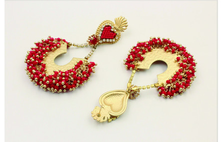 Pendientes perno sagrado corazón, corazón miyuki c