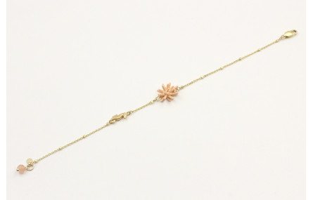 Pulsera cadena microbola en oro mate con estrella 