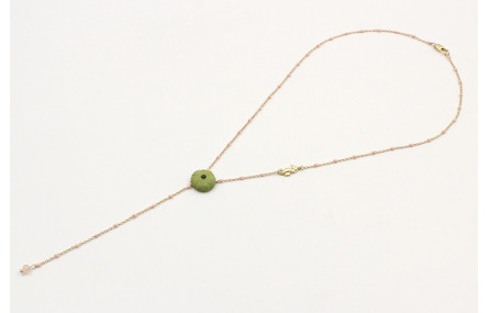 Collar forma Y con cadena bola esmatada rosa con c