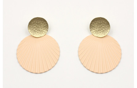 Pendientes perno disco oro mate y disco ondulado e