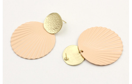 Pendientes perno disco oro mate y disco ondulado e