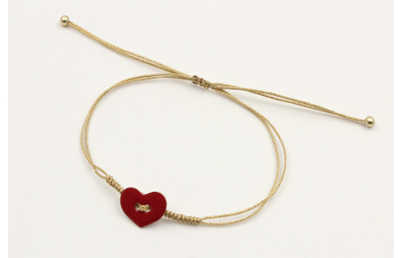 Pulsera nudo serpiente dorado con corazón rojo dos