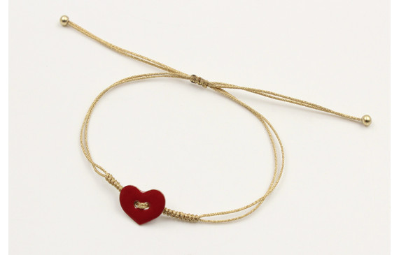 Pulsera nudo serpiente dorado con corazón rojo dos