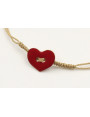 Pulsera nudo serpiente dorado con corazón rojo dos