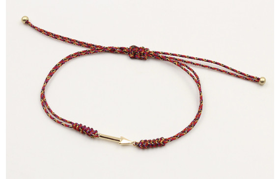 Pulsera nudo serpiente rojo vivo y oro con flecha 