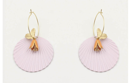 Pendientes aro oro mate mediano con disco ondulado