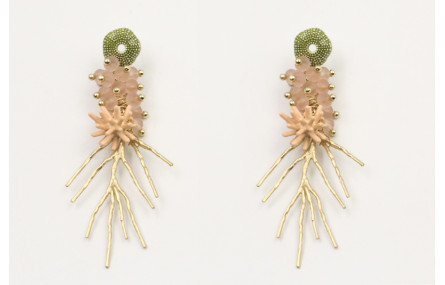 Pendientes perno caracol mar verde con facetadas r