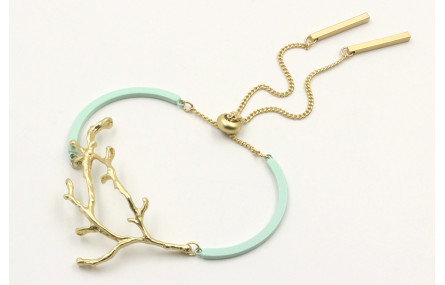 Pulsera semirrigida en turquesa con rama de coral 
