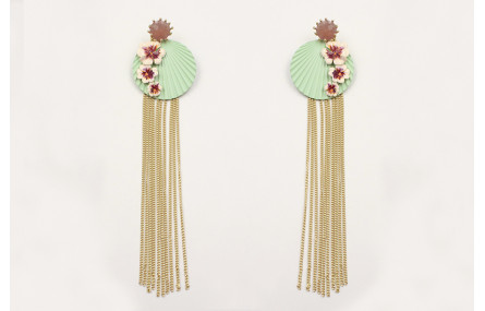 Pendientes perno brillo morado opal, disco ondulad