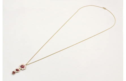 Solitario cadena eslabón plano oro mate con trio f