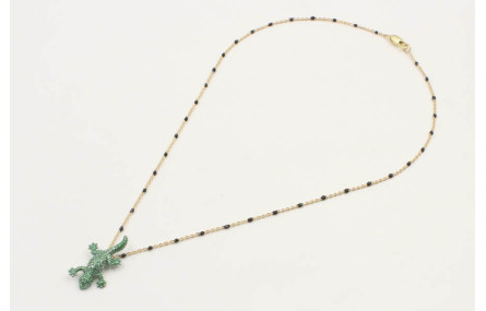 Collar cadena eslabón y microbola negra con colgan