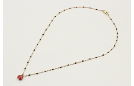 Collar cadena eslabón y microbola negra con colgan