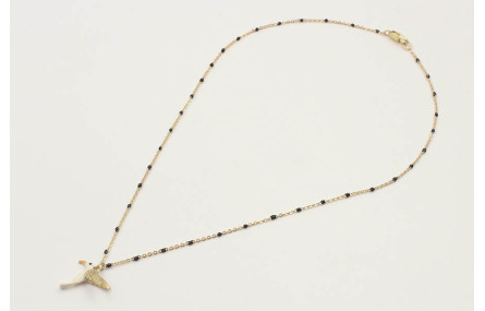 Collar cadena eslabón y microbola negra con colgan